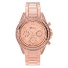 Women's Geneva Platinum Rhinestone Bezel Metal Cuff Watch - Rose Gold