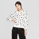 Women's Polka Dot Long Sleeve Sweatshirt - Who What Wear White/black S, White/black Polka Dot