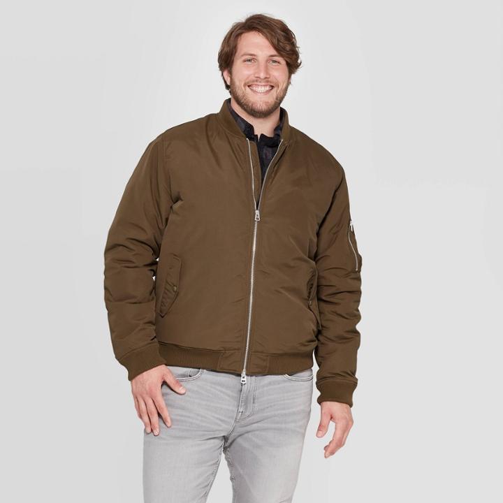 Men's Big & Tall Midweight Bomber Jacket - Goodfellow & Co Olive 5xbt,