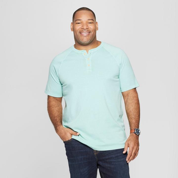 Men's Big & Tall Regular Fit Short Sleeve Henley Shirt - Goodfellow & Co Alpine