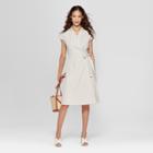 Women's Striped Short Sleeve Wrap Dress - Mossimo Tan/white