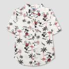 Junk Food Boys' Mickey Mouse Print Short Sleeve Button-down Shirt - Ivory