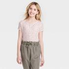 Girls' Button-front T-shirt - Art Class White Floral