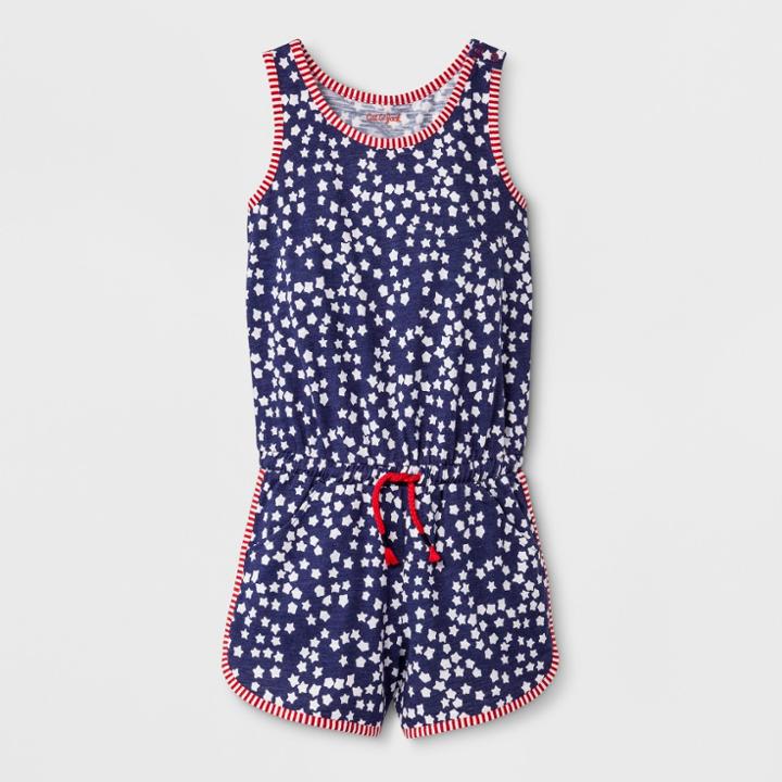 Girls' Sleeveless Americana Star Print Knit Romper - Cat & Jack Navy