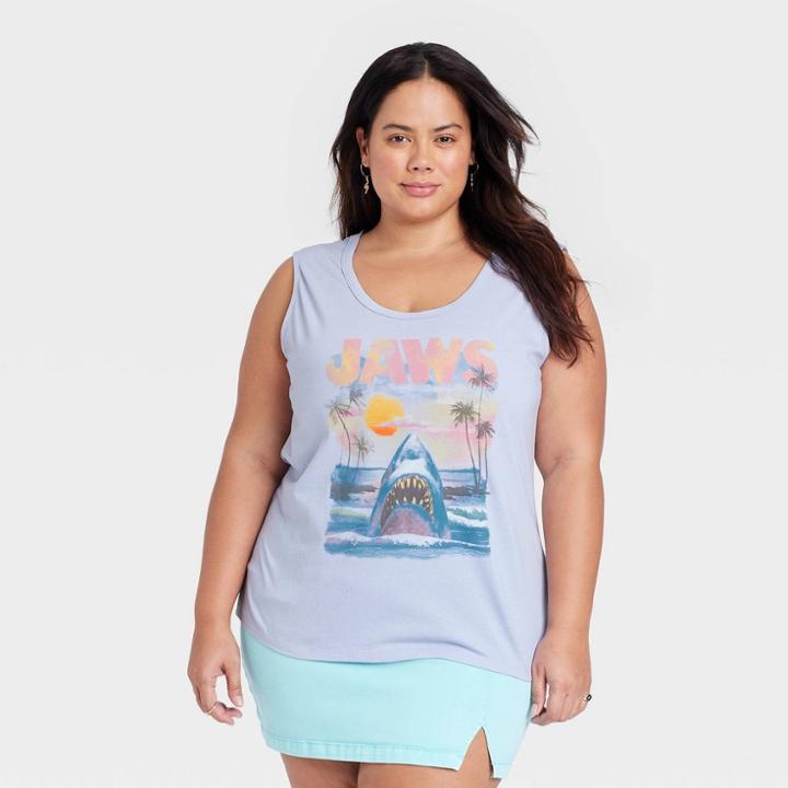Women's Jaws Plus Size Graphic Tank Top - Blue