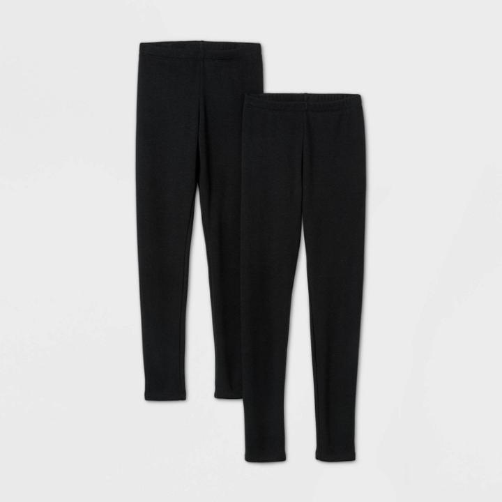 Girls' 2pk Cozy Leggings - Cat & Jack Black