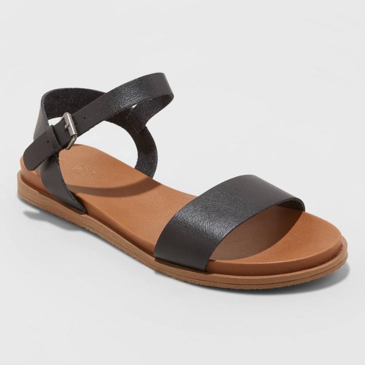 Women's Nyla Wide Width Ankle Strap Sandals - Universal Thread Black 5.5w, Women's,