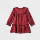Toddler Girls' Embroidered Long Sleeve Dress - Cat & Jack Burgundy