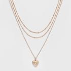 Heart Locket Layered Necklace - Wild Fable Rose Gold