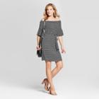 Women's Off The Shoulder Stripe Knit Dress - Spenser Jeremy Black/white Xl, White Black