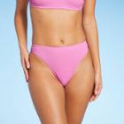 Juniors' Textured Cheeky Mid-rise High Leg Bikini Bottom - Xhilaration Pink