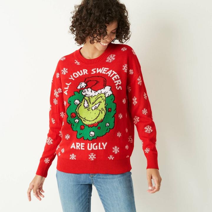 Women's The Grinch All Your Sweaters Are Ugly Pullover Sweater - Red