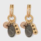 Mixed Metal Starburst Charm Hoop Stud Earrings - Universal Thread , Grey