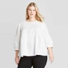 Women's Plus Size Balloon 3/4 Sleeve Blouse - Who What Wear White 1x, Women's,