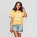Women's Short Sleeve Weekend, My Dog & Coffee Graphic T-shirt - Grayson Threads (juniors') - Yellow