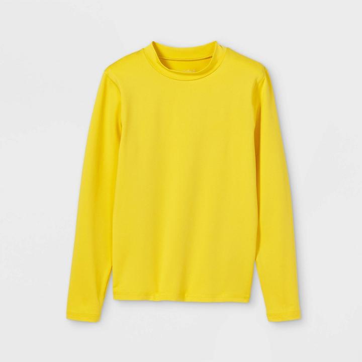 Boys' Solid Long Sleeve Rash Guard Swim Shirt - Cat & Jack Yellow