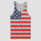 Mad Engine Men's Color Horizontal Flag Tank Top - Blue/red/heathered Gray