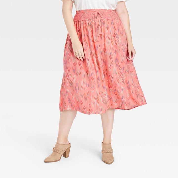 Women's Plus Size Smocked Skirt - Knox Rose Dark Red