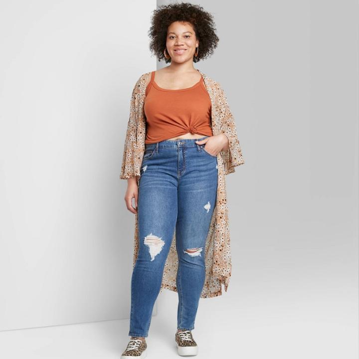 Women's Plus Floral Print Duster Wild Fable - Brown