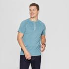Men's Regular Fit Short Sleeve Henley Shirt - Goodfellow & Co Blue Cohosh