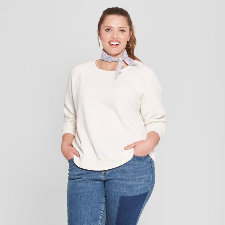 Women's Plus Size Crew Sweatshirt - Universal Thread Cream (ivory)