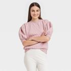 Women's 3/4 Sleeve Quilted Pullover Sweatshirt - A New Day Lilac