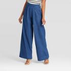 Women's Mid-rise Wide Leg Side Button Pants - Who What Wear Indigo Blue 2, Women's, Blue Blue