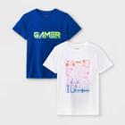 Boys' 2pk Short Sleeve Graphic T-shirt - Cat & Jack Blue/white