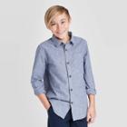 Boys' Long Sleeve Woven Button-down Shirt - Cat & Jack Navy Xs, Boy's, Blue