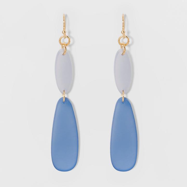 2 Acrylic Beads Fish Hooks Earrings - A New Day Blue/gold