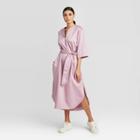 Women's Long Sleeve V-neck Midi Dress - Prologue Pink
