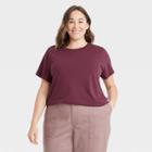 Women's Plus Size Short Sleeve T-shirt - A New Day Burgundy