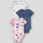 Lamaze Baby 3pk Organic Cotton Short Sleeve Pastel Cuties Bodysuits - Rose Pink Newborn