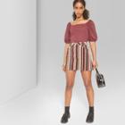 Women's Short Balloon Sleeve Square Neck Sweater - Wild Fable Red