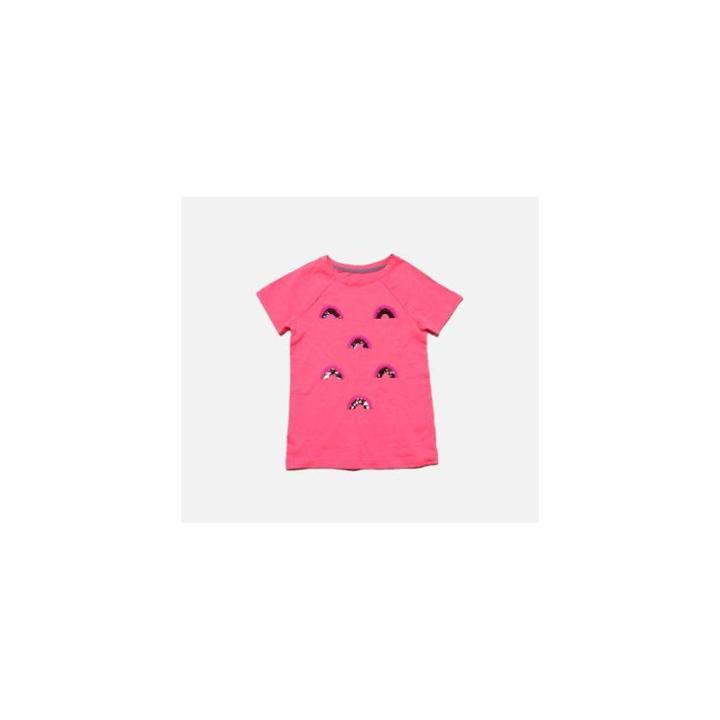 Girls' Flip Sequin Rainbows Short Sleeve T-shirt - Cat & Jack Neon Pink