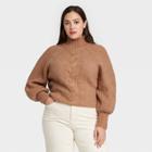 Women's Plus Size Turtleneck Pullover Sweater - Ava & Viv Beige X