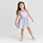 Zenzi Toddler Girls' Floral Mesh Dress - Blue 12m, Toddler Girl's