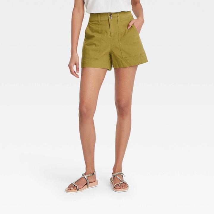 Women's High-rise Shorts - A New Day Olive Green