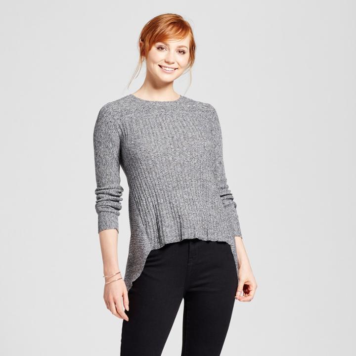 Women's Asymmetrical Hem Pullover - Alison Andrews Black/white L,