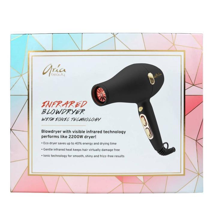 Aria Beauty Infrared Blowdryer With Ionic Technology, Black