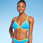Juniors' Contrast Binding Terry Triangle Bikini Top - Xhilaration Multi Blue D/dd Cup