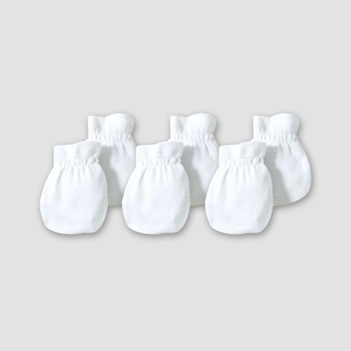 Burt's Bees Baby Organic Cotton 3pk Mitten Set - Cloud One Size, Kids Unisex, White