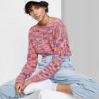 Women's Spacedye Boat Neck Pointelle Knit Pullover Sweater - Wild Fable Xs,