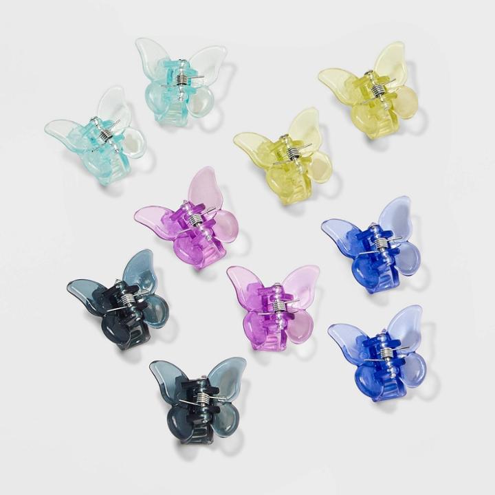 Butterfly Hair Clip Set 10pk - Wild Fable Blue/green/purple