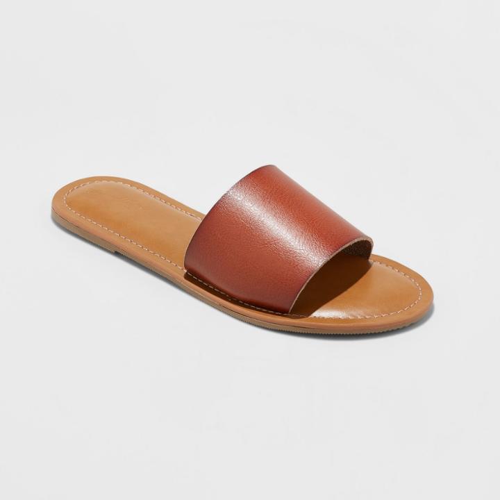 Women's Kerrigan Wide Width Slide Sandal - Universal Thread Cognac (red) 5w,