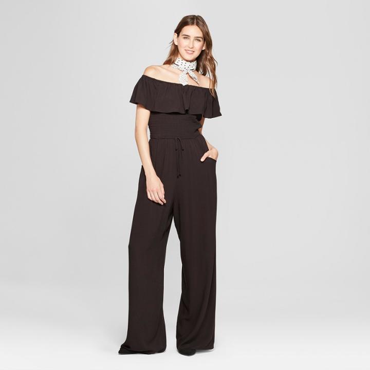 Women's Off The Shoulder Flounce Top Jumpsuit - Xhilaration Black