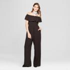 Women's Off The Shoulder Flounce Top Jumpsuit - Xhilaration Black