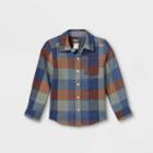 Oshkosh B'gosh Toddler Boys' Flannel Check Long Sleeve Button-down Shirt - Olive Green/navy