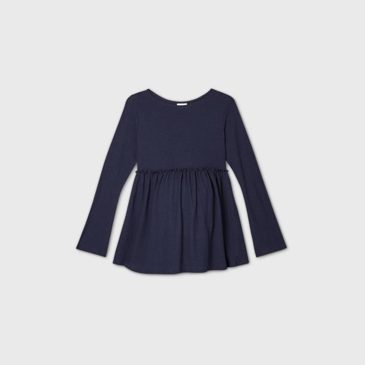 Maternity Long Sleeve Ruffle Babydoll Top - Isabel Maternity By Ingrid & Isabel Navy
