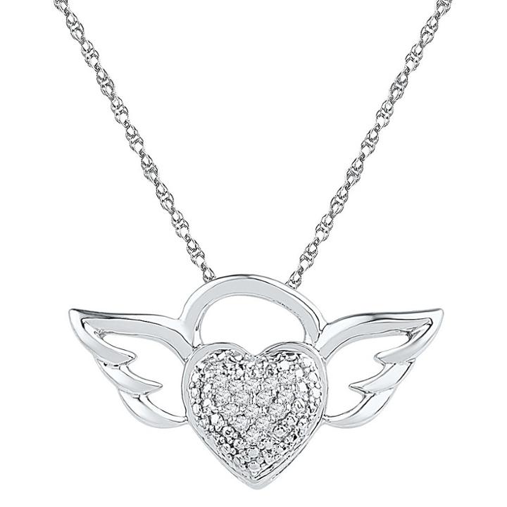 Target 1/20 Ct. T.w. Round White Diamond Prong Set Heart Pendant In Sterling Silver (ij-i2-i3), Girl's